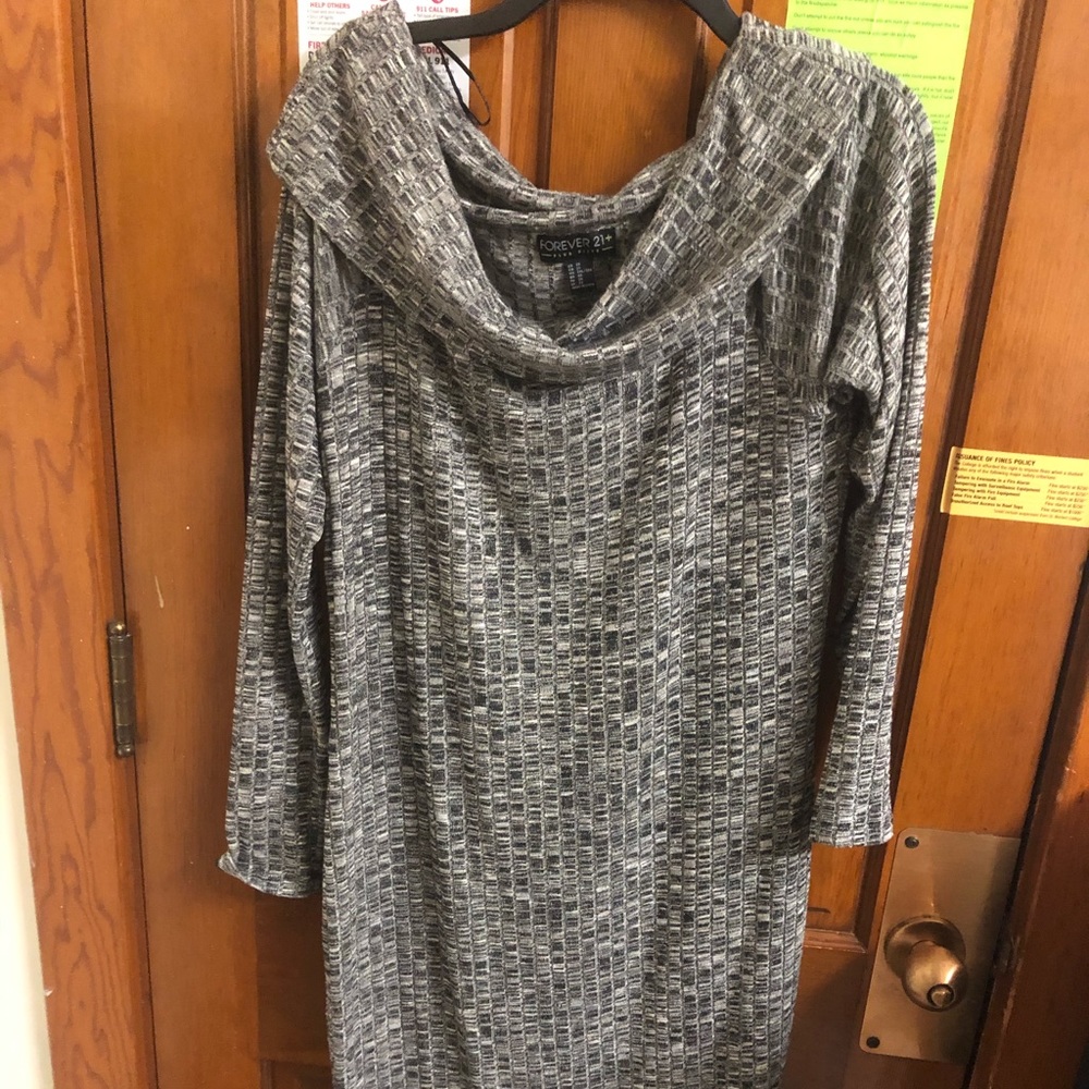 Forever 21 2X grey sweater body-con dress